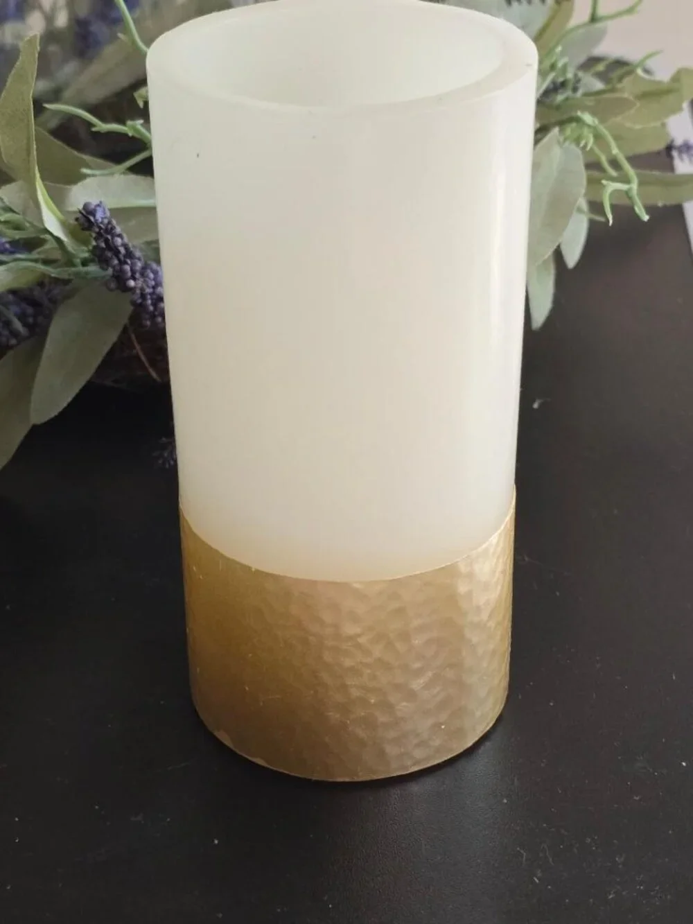 Lavender and Herb Table Ring Centerpiece with glass and battery-operated candle